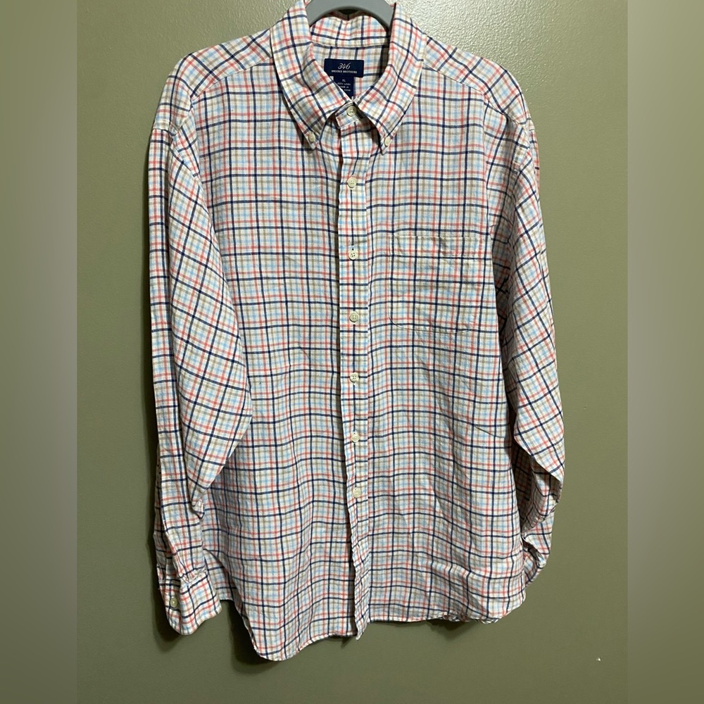 Brooks Brothers 100% Linen Button Up Shirt,‎ Size XL